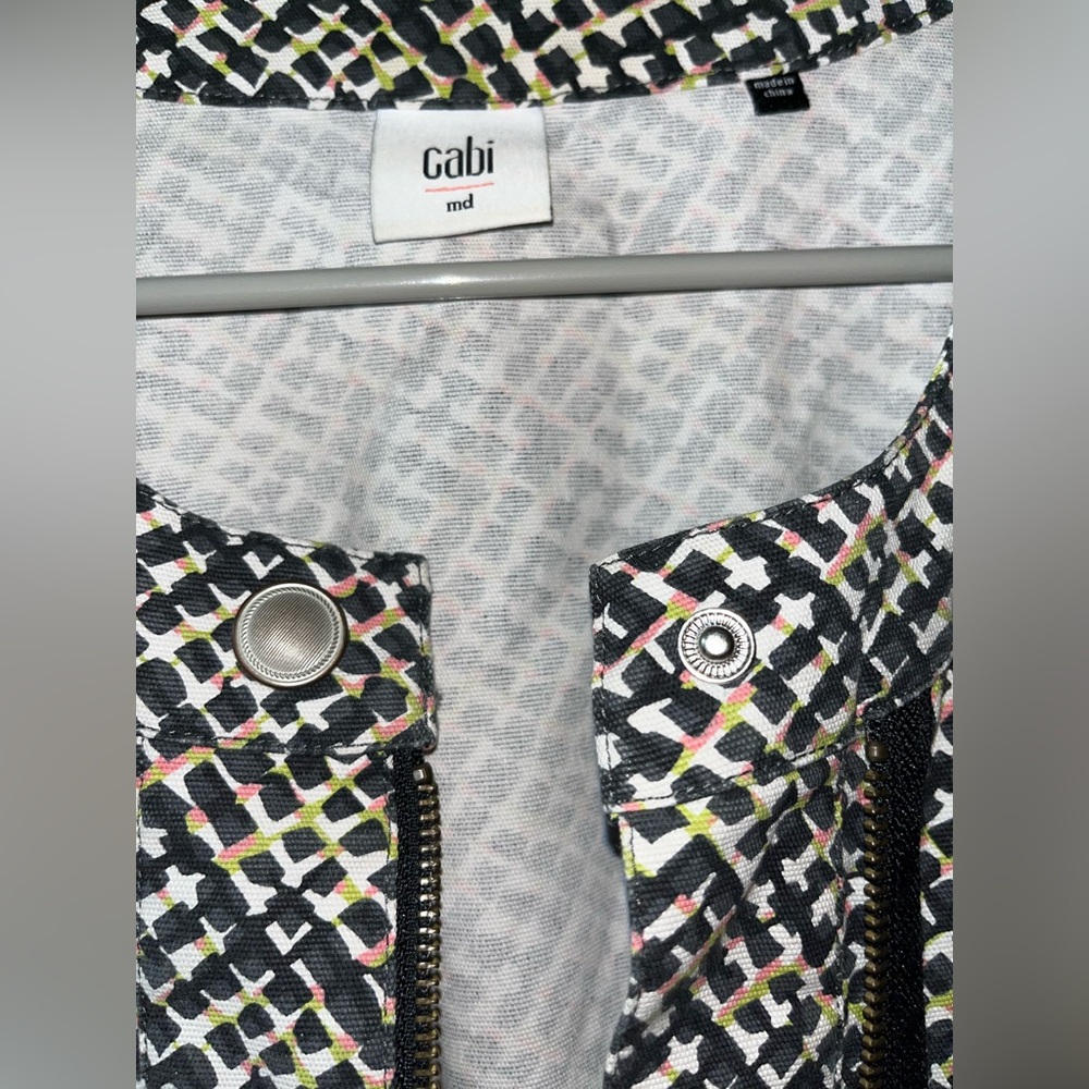 CAbi Black and Green Woven Zip-Front Blazer - Picture 12 of 12